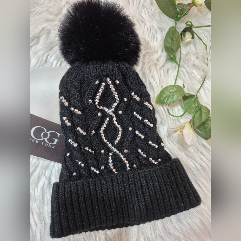CoG New York Black Beanie with Pom Pom.